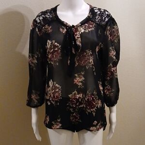 Truth Black Floral Lace Blouse